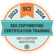 Image of Mike's badge for his SEO Copywriting Certification. 