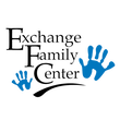 Logo of the Exchange Family Center. It has two children's hand prints.